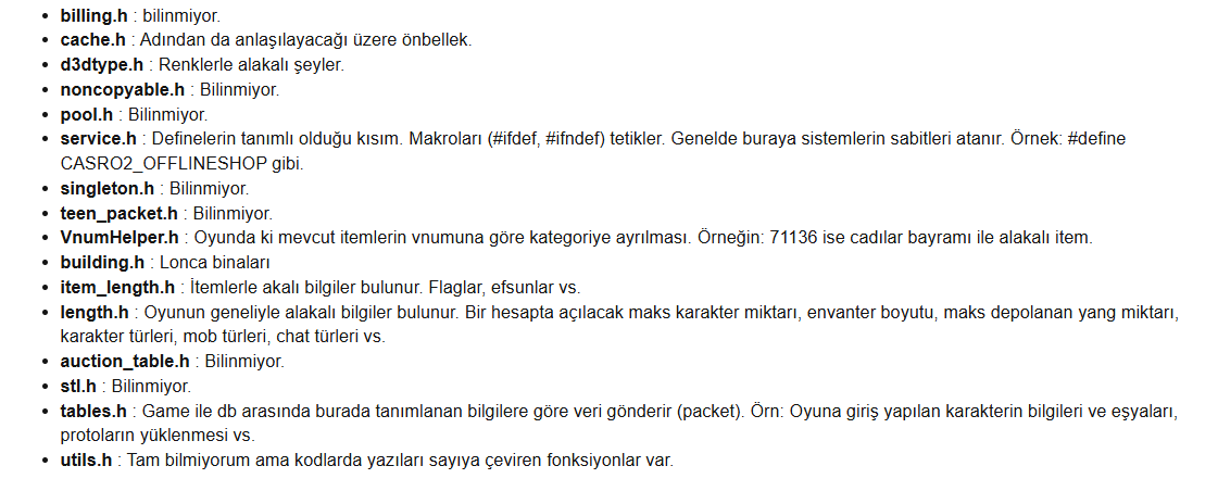 MaviAyGames | Metin2 Source Dosyalarının Ayrıntılı Açıklaması